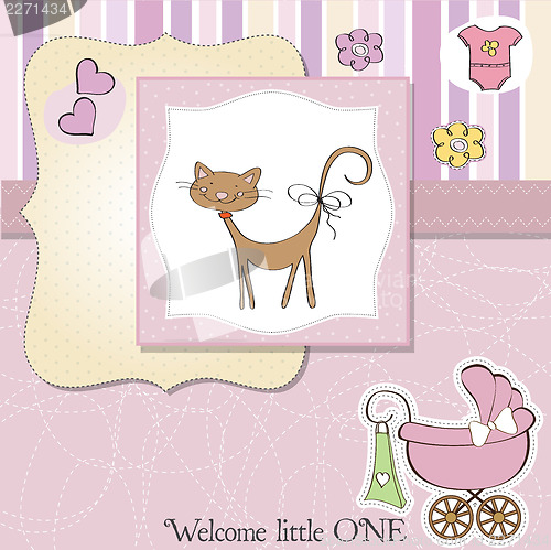 Image of new baby shower card with cat