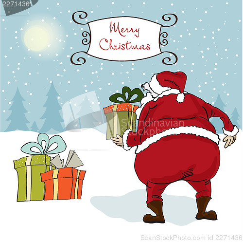 Image of Santa coming, Christmas greeting card