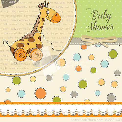 Image of Baby shower card with cute giraffe