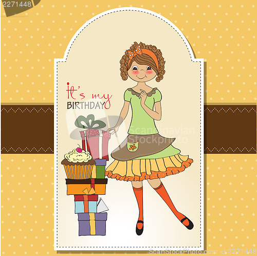 Image of pretty young girl with gift