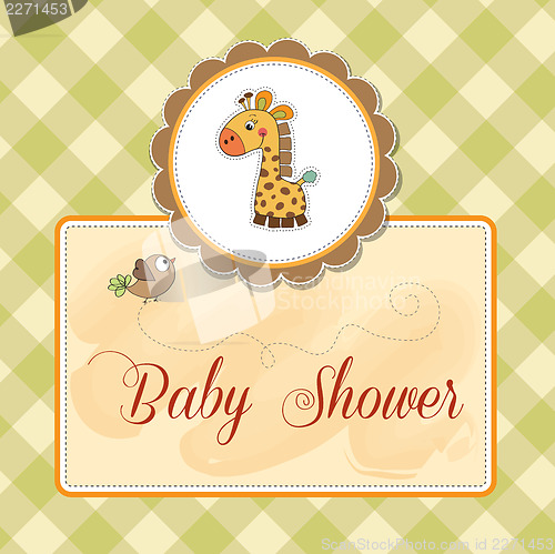 Image of new baby announcement card with giraffe