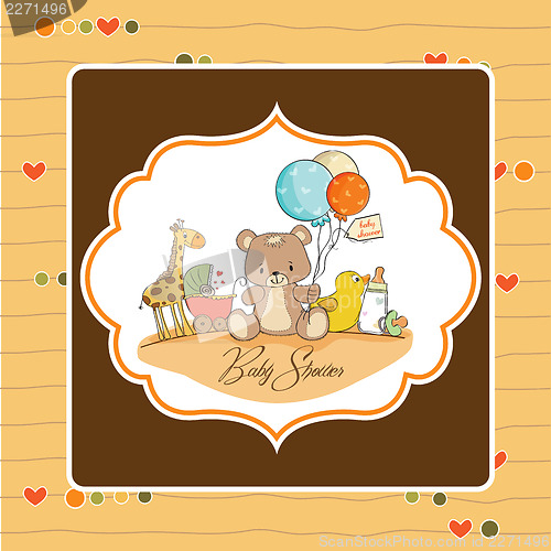 Image of baby shower card with toys