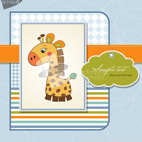 Image of new baby announcement card with giraffe