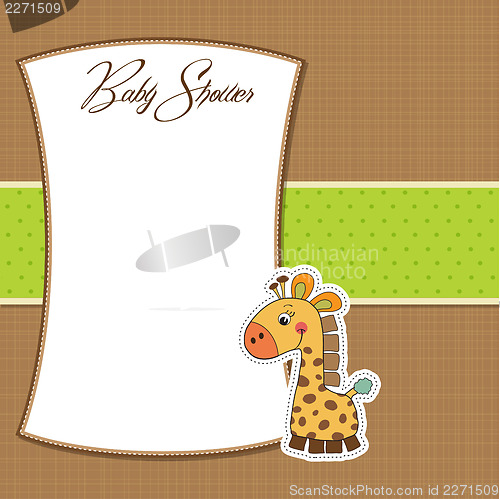 Image of new baby announcement card with giraffe