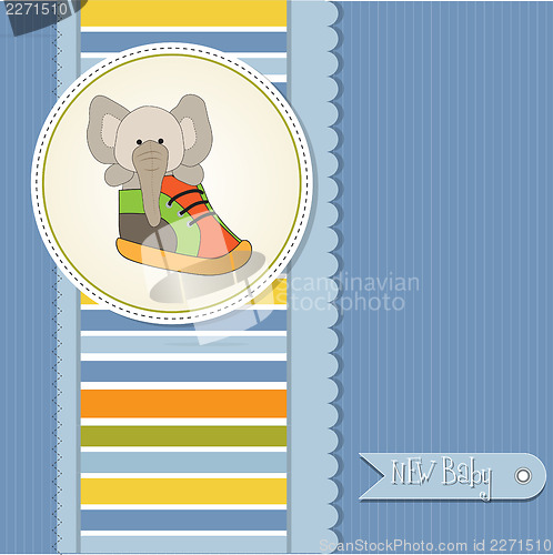 Image of shower card with an elephant hidden in a shoe