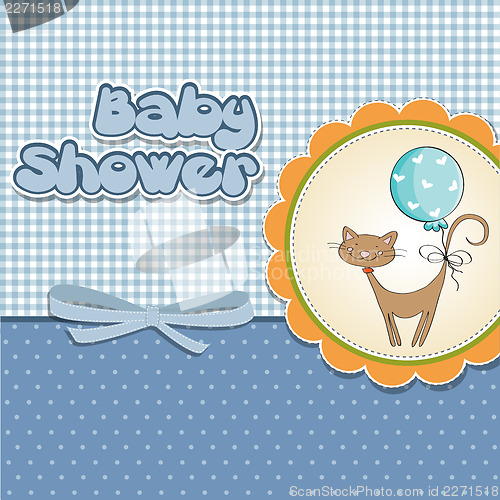 Image of new baby shower card with cat