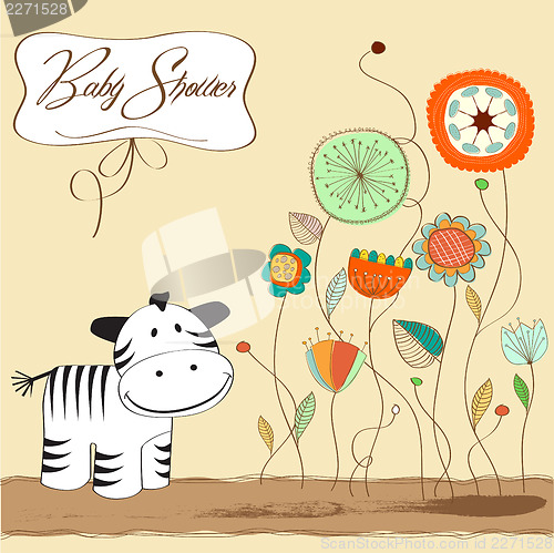 Image of cute baby shower card with zebra
