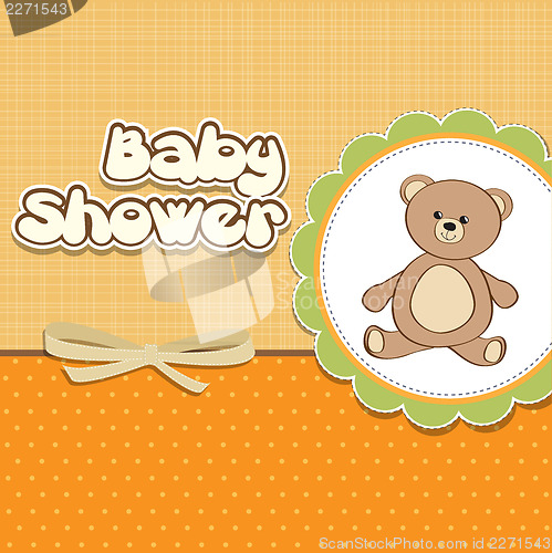 Image of baby shower card with teddy