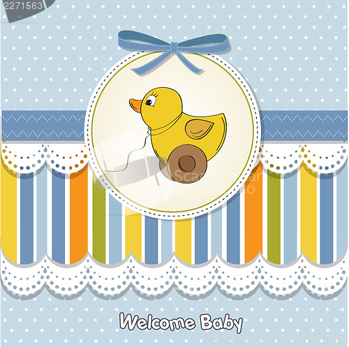 Image of welcome card with duck toy