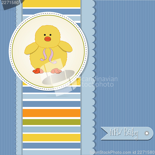 Image of  baby boy announcement card with duck