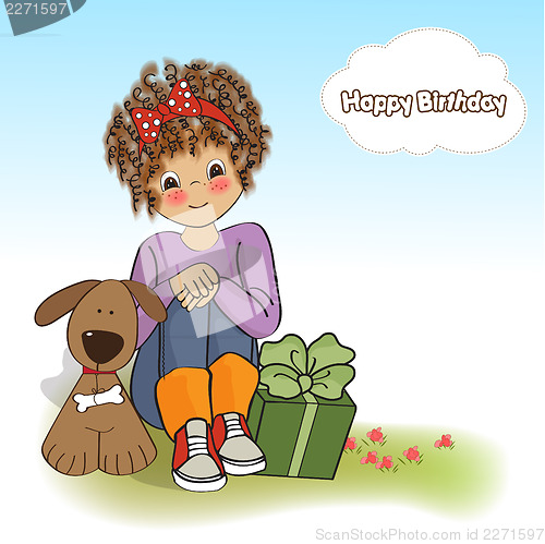 Image of birthday greeting card with pretty little girl