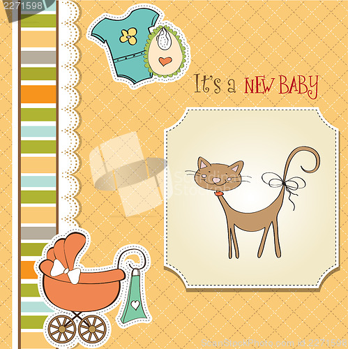 Image of new baby shower card with cat