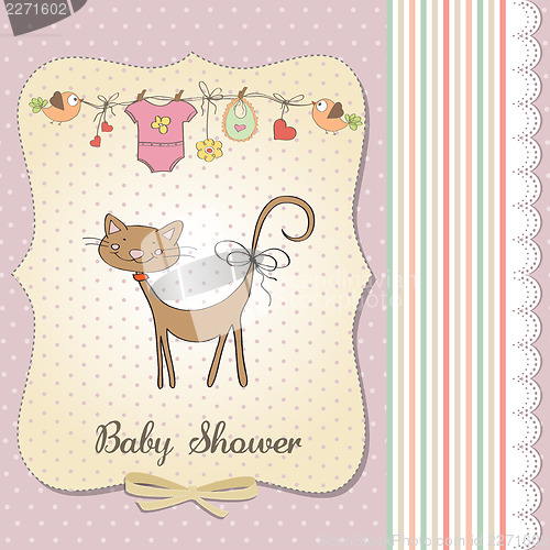 Image of new baby shower card with cat