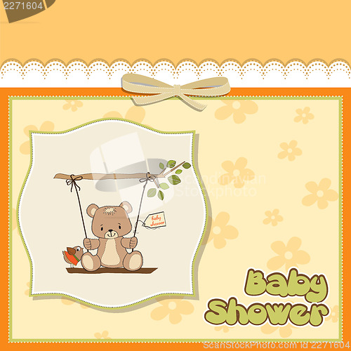 Image of baby greeting card with teddy bear