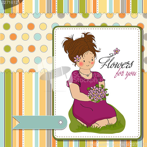 Image of young girl with a bouquet of flowers