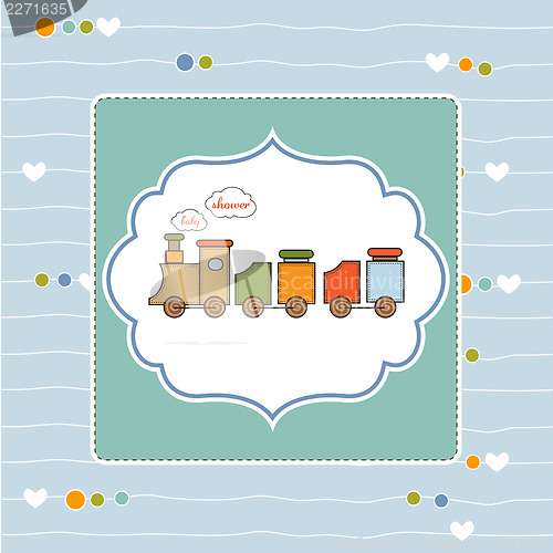 Image of baby  shower card with toy train
