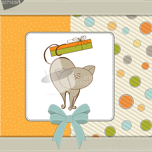 Image of happy birthday card with cute cat
