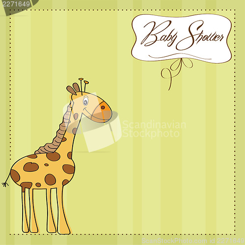 Image of new baby announcement card with giraffe