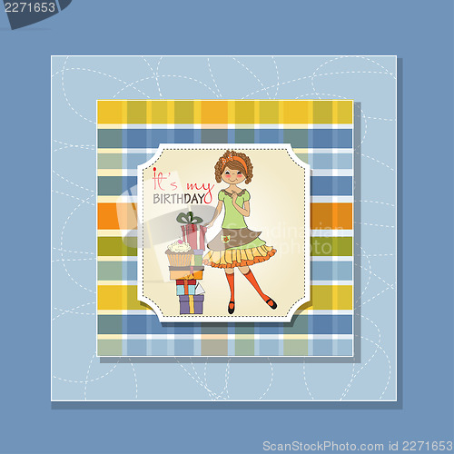 Image of pretty young girl with gift