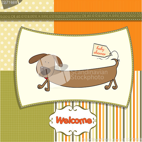 Image of funny shower card with long dog