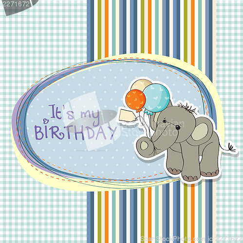 Image of baby boy birthday card with elephant