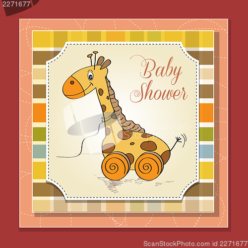 Image of Baby shower card with cute giraffe