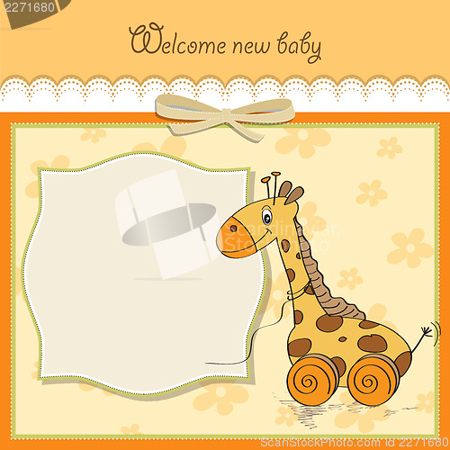 Image of Baby shower card with cute giraffe