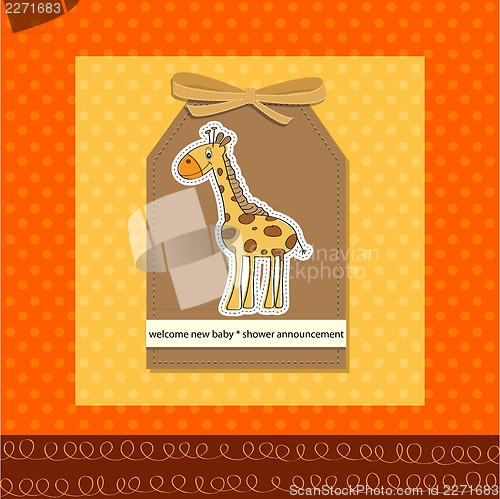 Image of new baby announcement card with giraffe