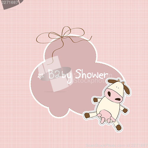 Image of new baby announcement card with cow