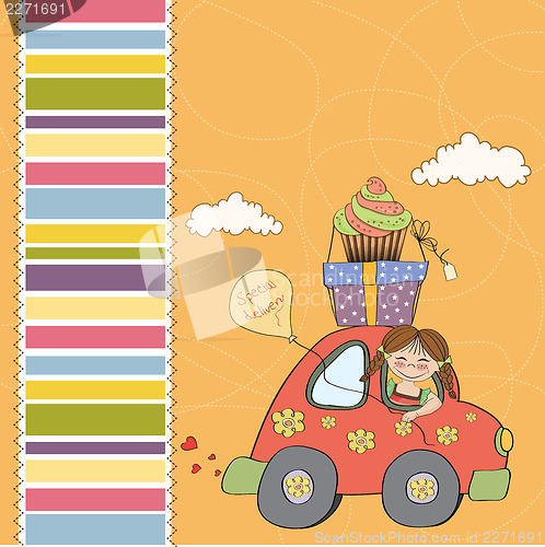 Image of birthday card with funny little girl