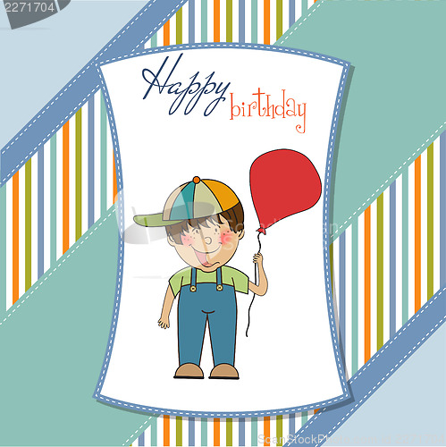 Image of birthday greeting card with little boy