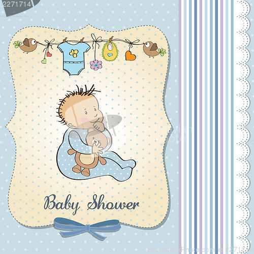 Image of baby announcement card with little boy