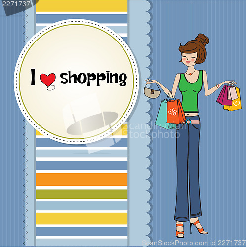 Image of pretty young lady at shopping