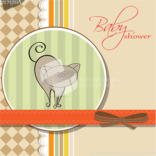 Image of new baby shower card with cat