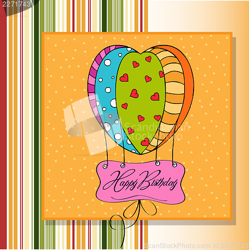 Image of happy birthday card with balloons.