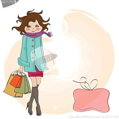 Image of beautiful young woman at shopping