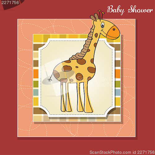 Image of new baby announcement card with giraffe