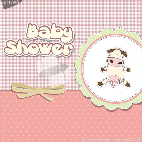 Image of new baby announcement card with cow