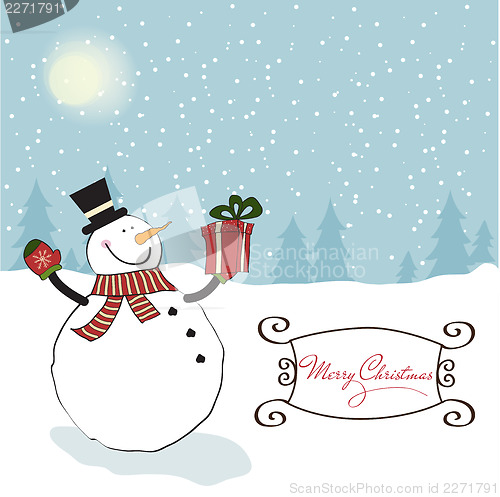 Image of Christmas greeting card with snowman