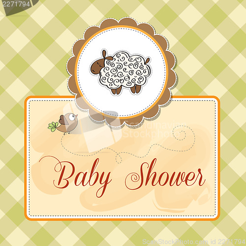 Image of cute baby shower card with sheep