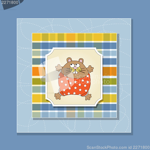 Image of greeting card with cute little rat