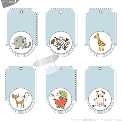 Image of cartoon animals labels set