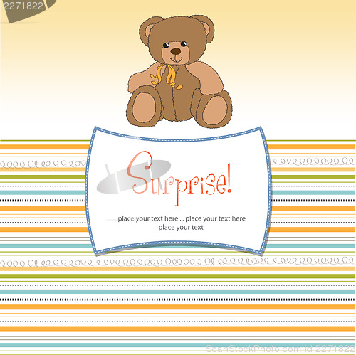 Image of surprised greeting card with teddy bear