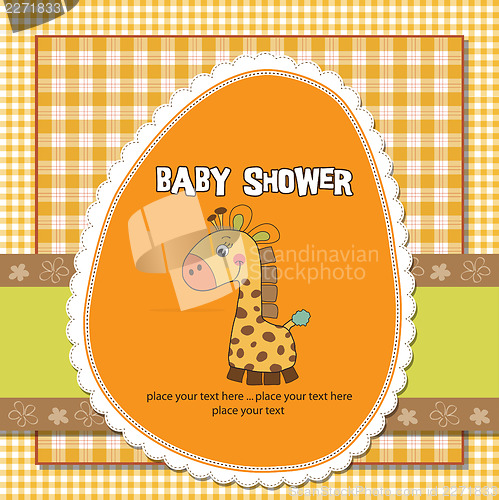 Image of new baby announcement card with giraffe