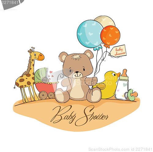 Image of baby shower card with toys