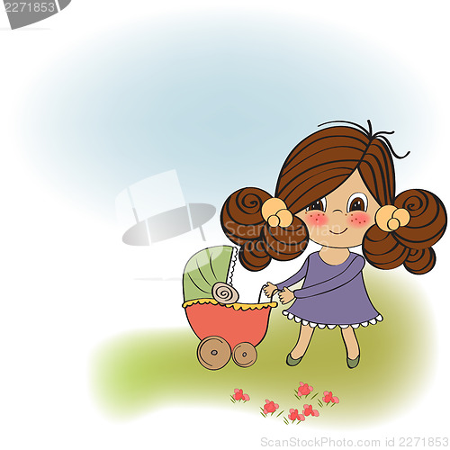 Image of Young lady and pram