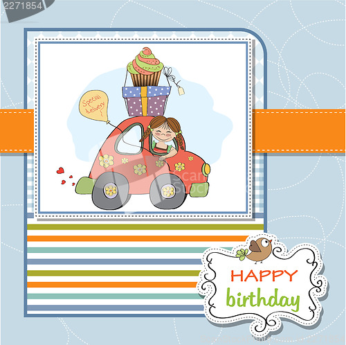 Image of birthday card with funny little girl