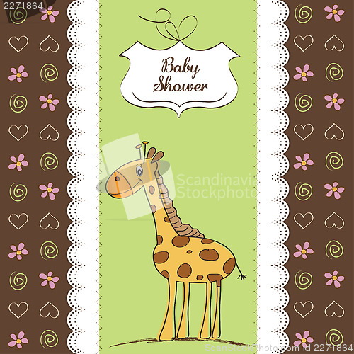 Image of new baby announcement card with giraffe