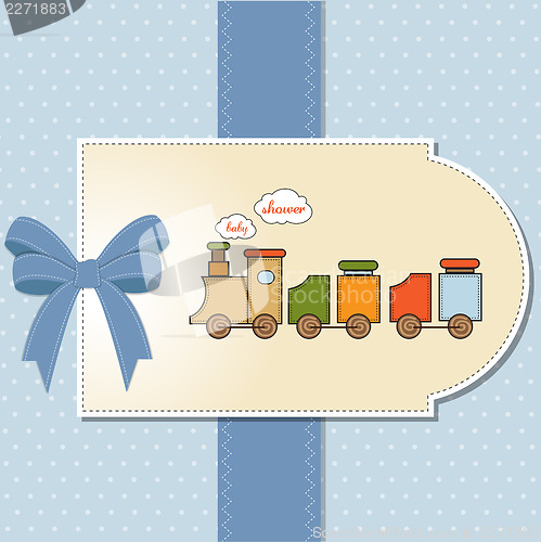 Image of baby  shower card with toy train