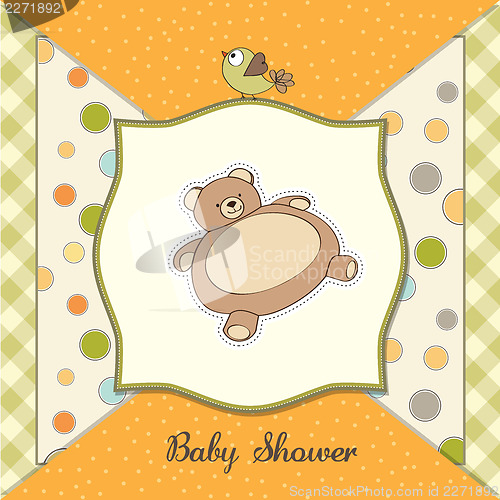 Image of baby shower card with teddy